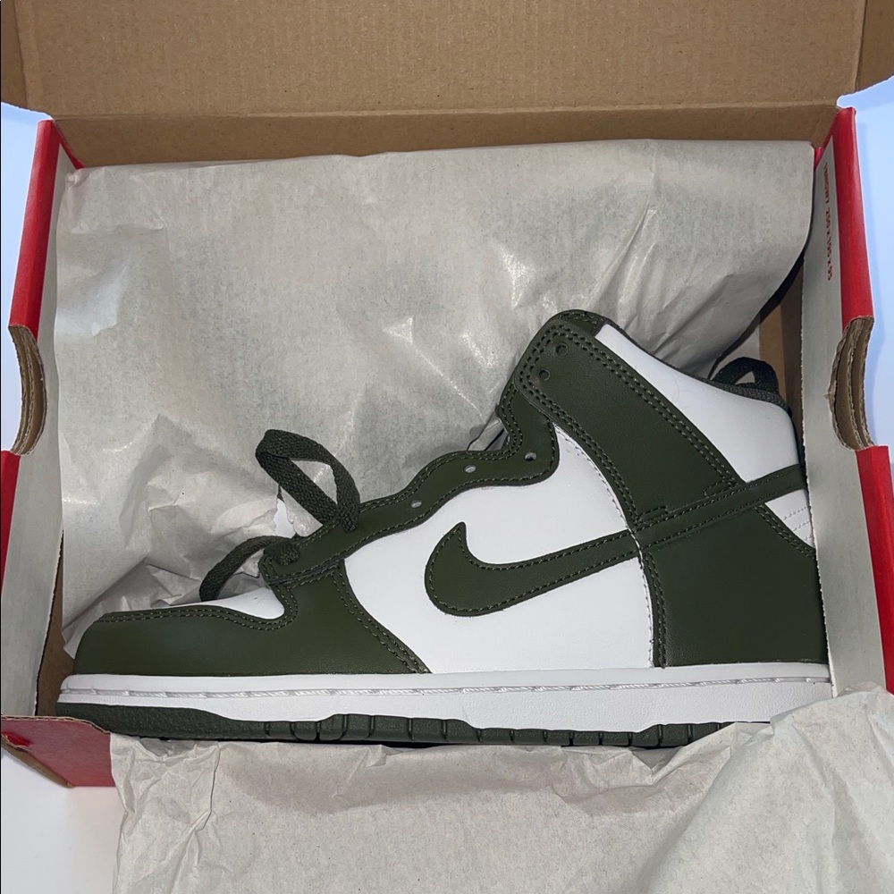 Nike Kids Olive and White High-Top Sneakers